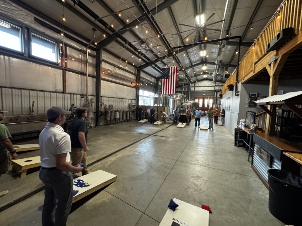 A long view of the courts inside the brewery
